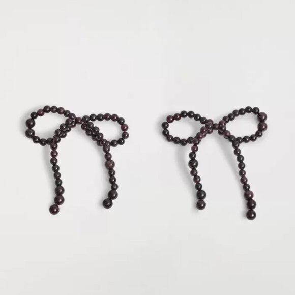 NWT COS Garnet Bow Earrings Cafe Brown - Picture 1 of 2